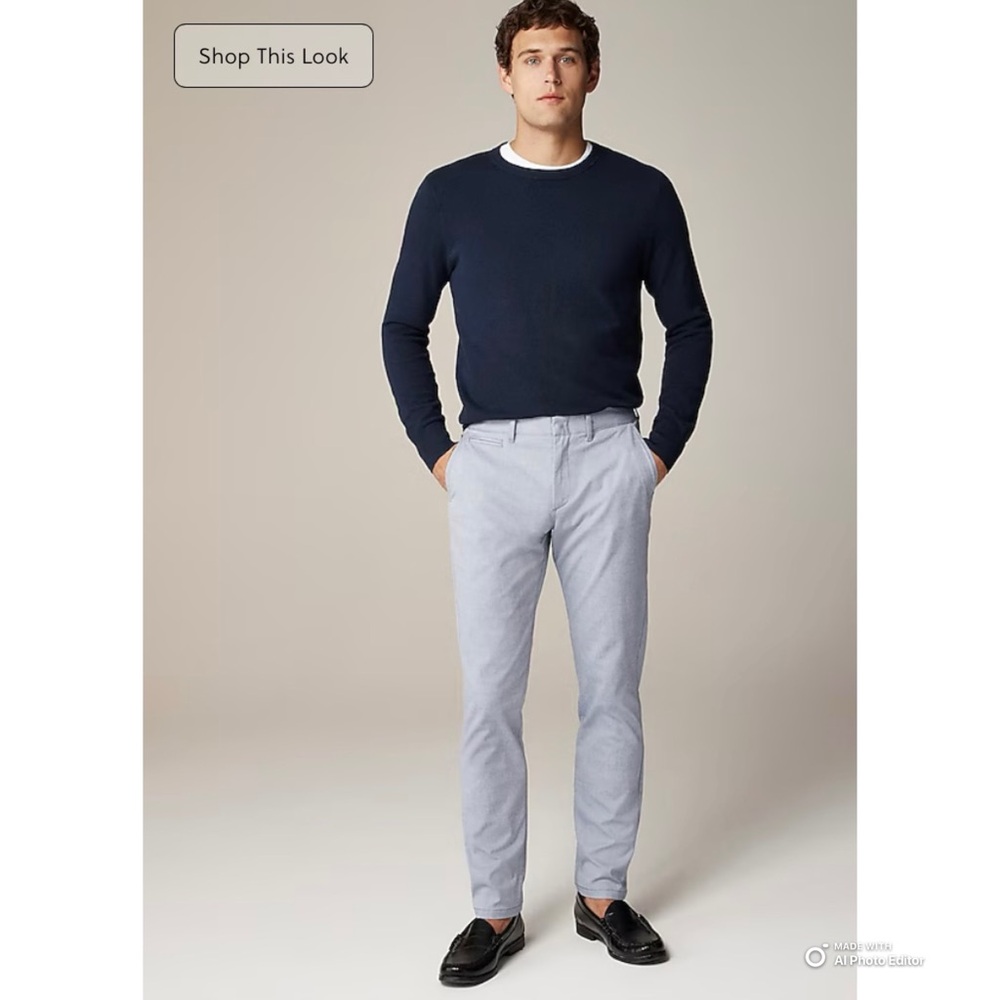 J. Crew Men's 770 Blue Oxford Tech  Pants